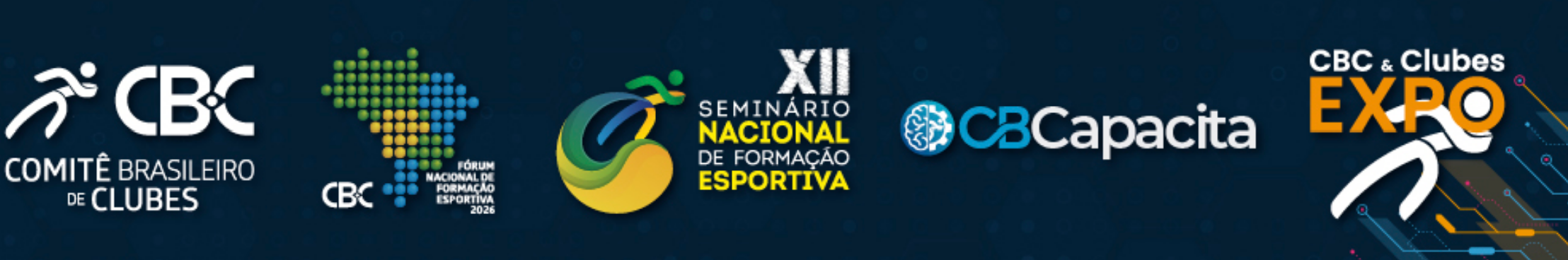Organizadores do evento: Comitê Brasileiro de Clubes, Fórum Nacional de Formação Esportiva, XII Seminário Nacional de Formação Esportiva, CBCapacita e CBC & Clubes EXPO