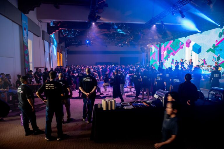 Equipe de fotografia e filmagem da BlueTie em um evento